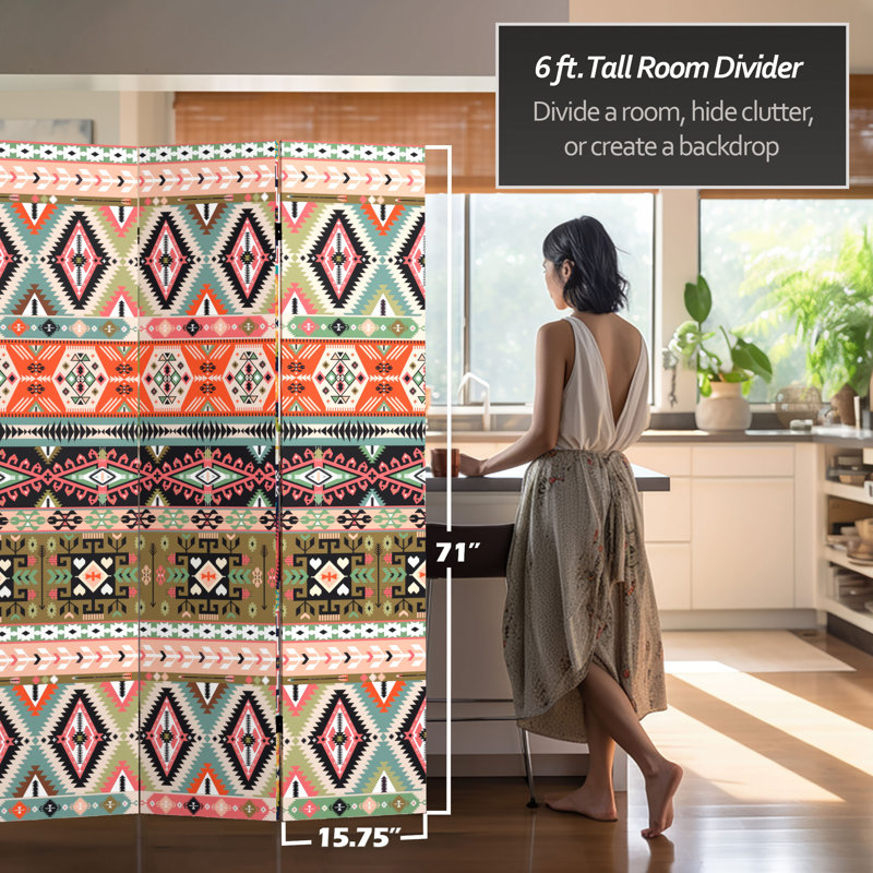 World Menagerie Winsted 47.25" W x 72" H 3 Panel Canvas Folding Room